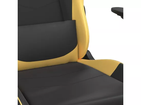 Chaise de jeu avec repose-pied Noir et doré Similicuir
