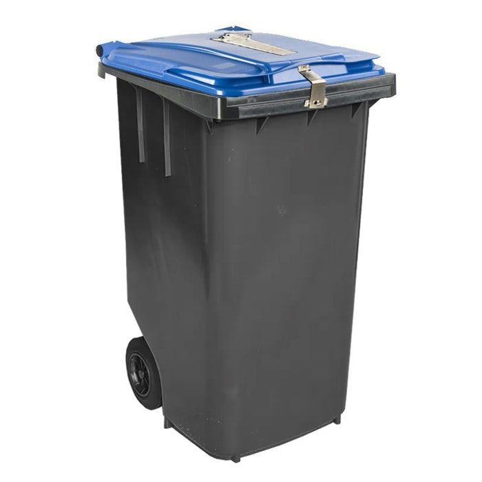Afvalcontainer 240 liter grijs met blauw deksel geïntegreerde wielen - stembuscontainer (6151801234249)