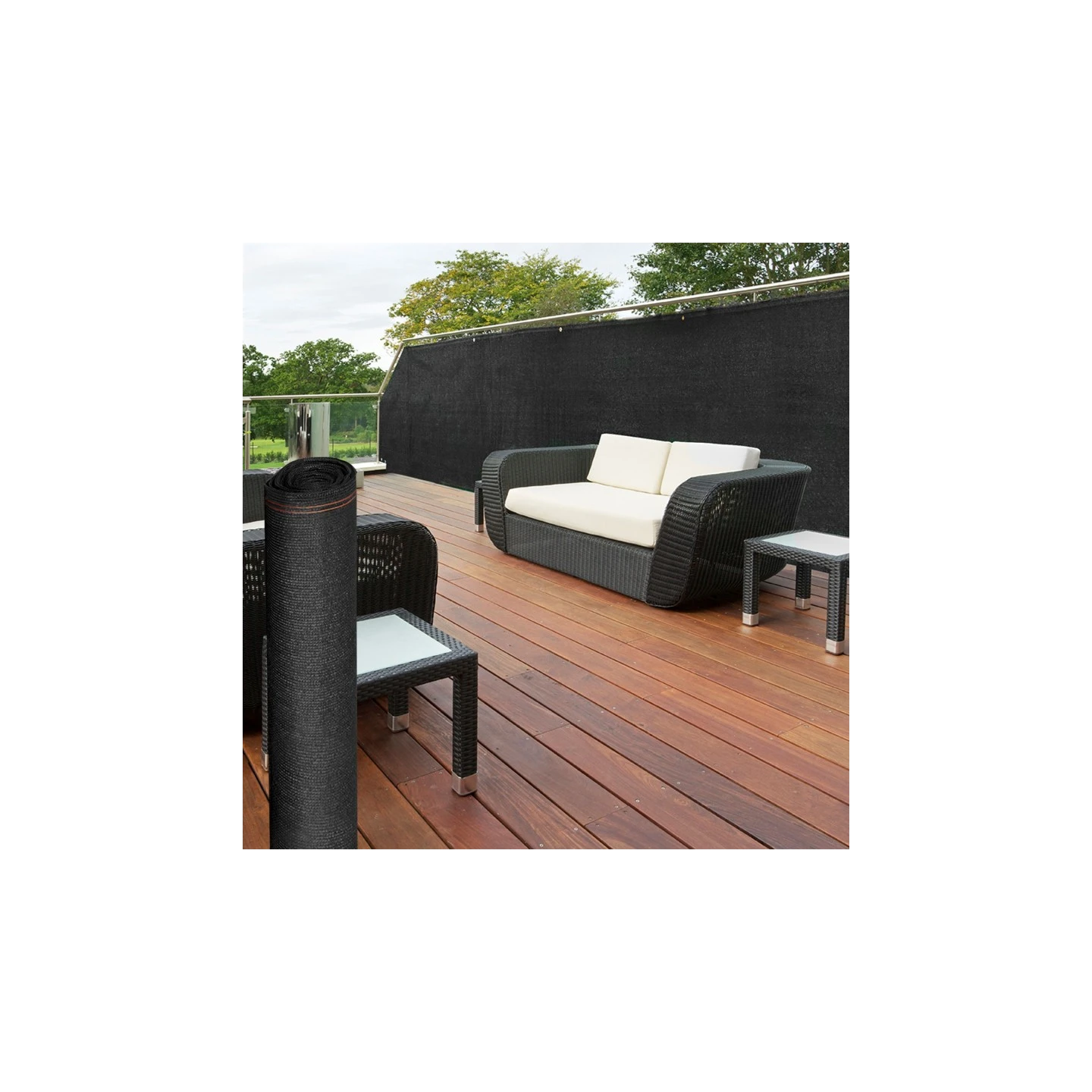 Brise vue haute densité 1,8 x 10 M noir 300 gr/m² qualité PRO