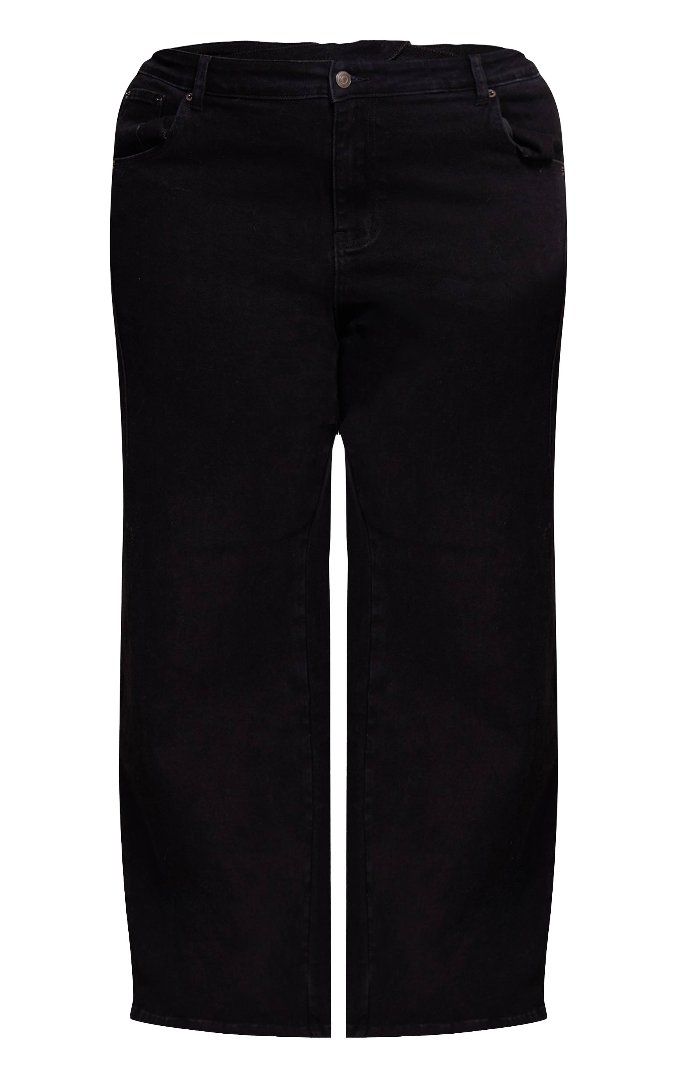 Noir Délavé Jean À Taille Ajustable Grande Taille