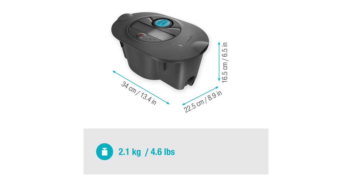 GARDENAComplete set Pipeline Irrigatiesysteem AquaPrecise op zonne-energie voor gazon sprinklersysteem  (Grijs/turquoise)