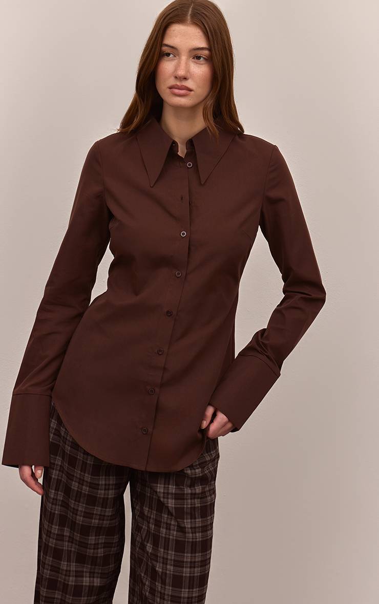 Chocolat Chemise Cintrée À Col Surdimensionné Et Boutonnage Plt Label