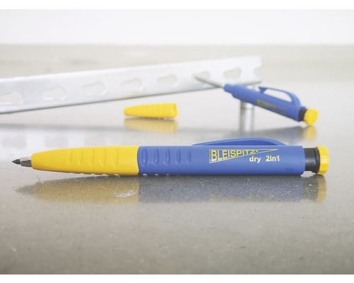 Mechanisch potlood & marker voor diepe gaten 2 in 1, stiftpunt incl. 6 universele grafietstiften, 2 stuks, Ø 8 mm