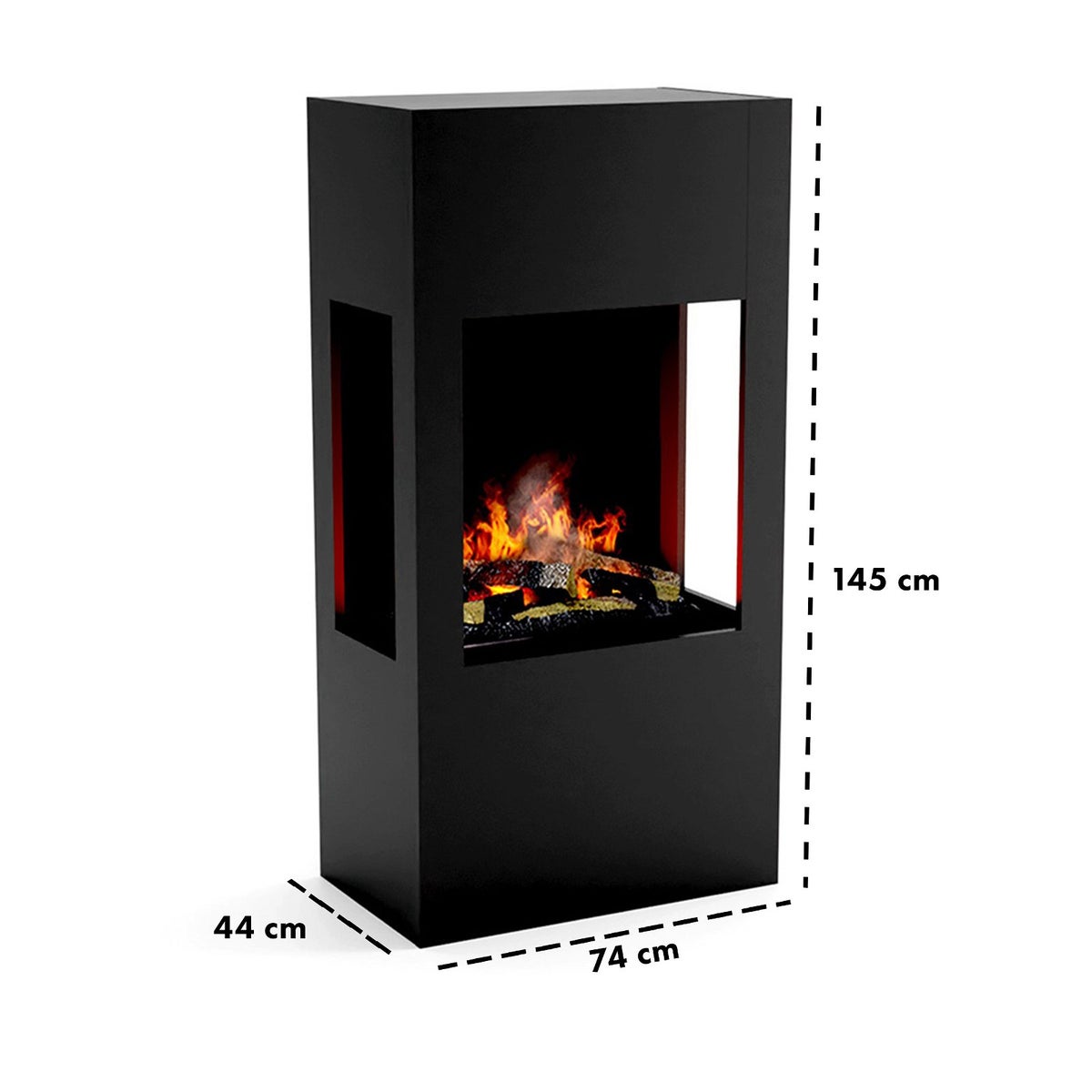 GLOW FIRE Elektrische haard 'Böll' | Waterdamphaard met OMC 600 inclusief zwart hout als roomdivider | HxBxD: 145x54x44 cm