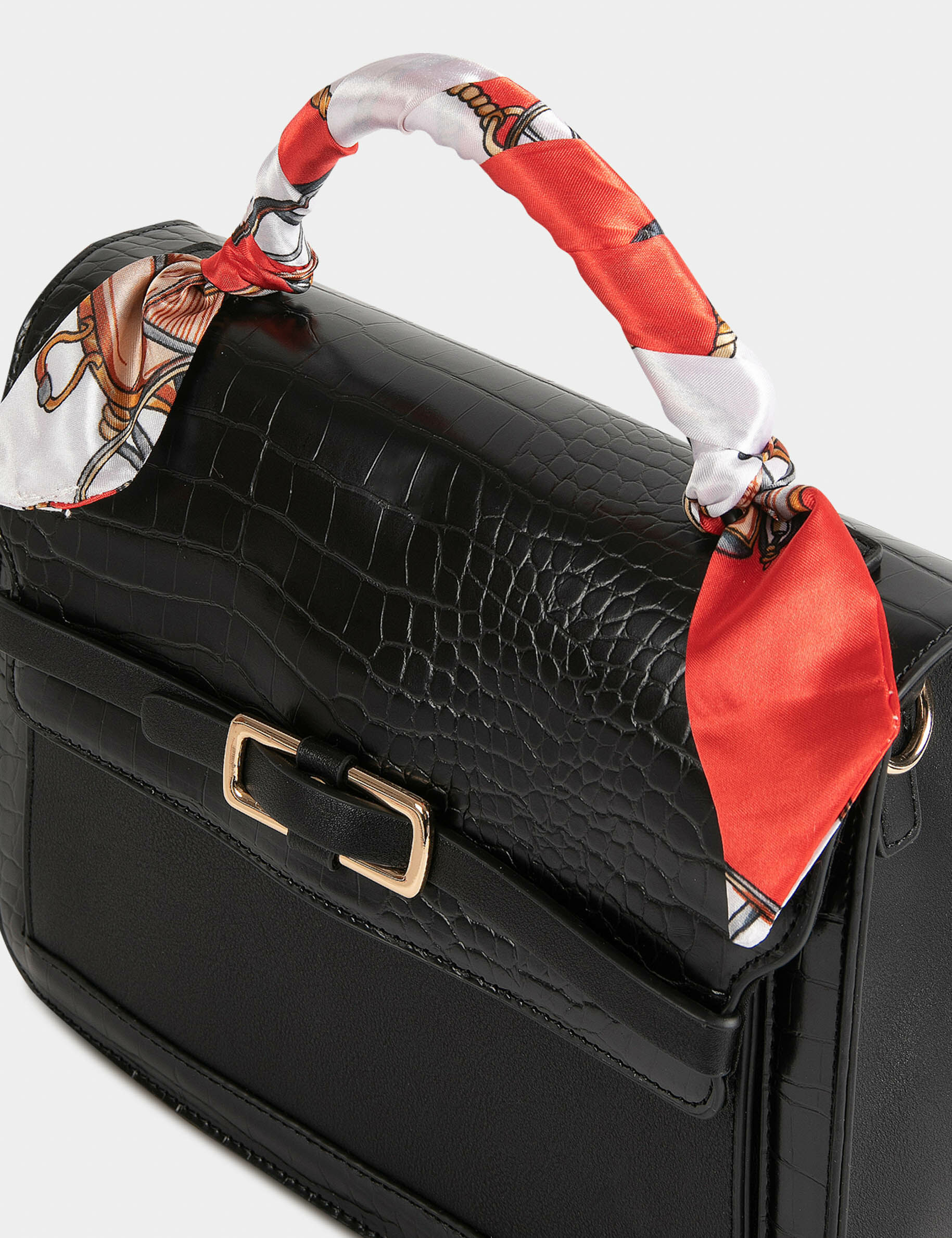 Sac rectangulaire avec foulard noir femme - noir
