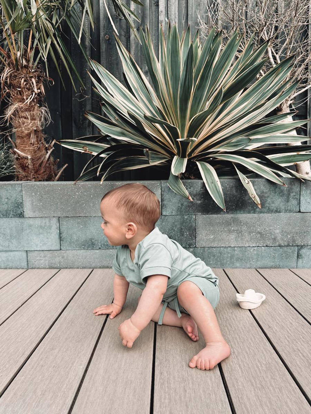 Babystyling baby sweatshort groen