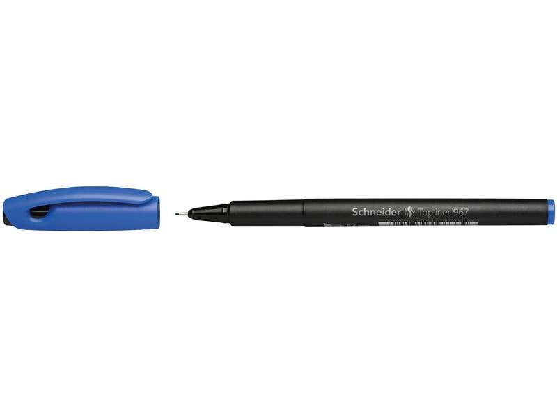 Schneider Fineliner 967 0.4 mm, Blau, 1 Stück Fineliner mit metallgefasster Schreibspitze