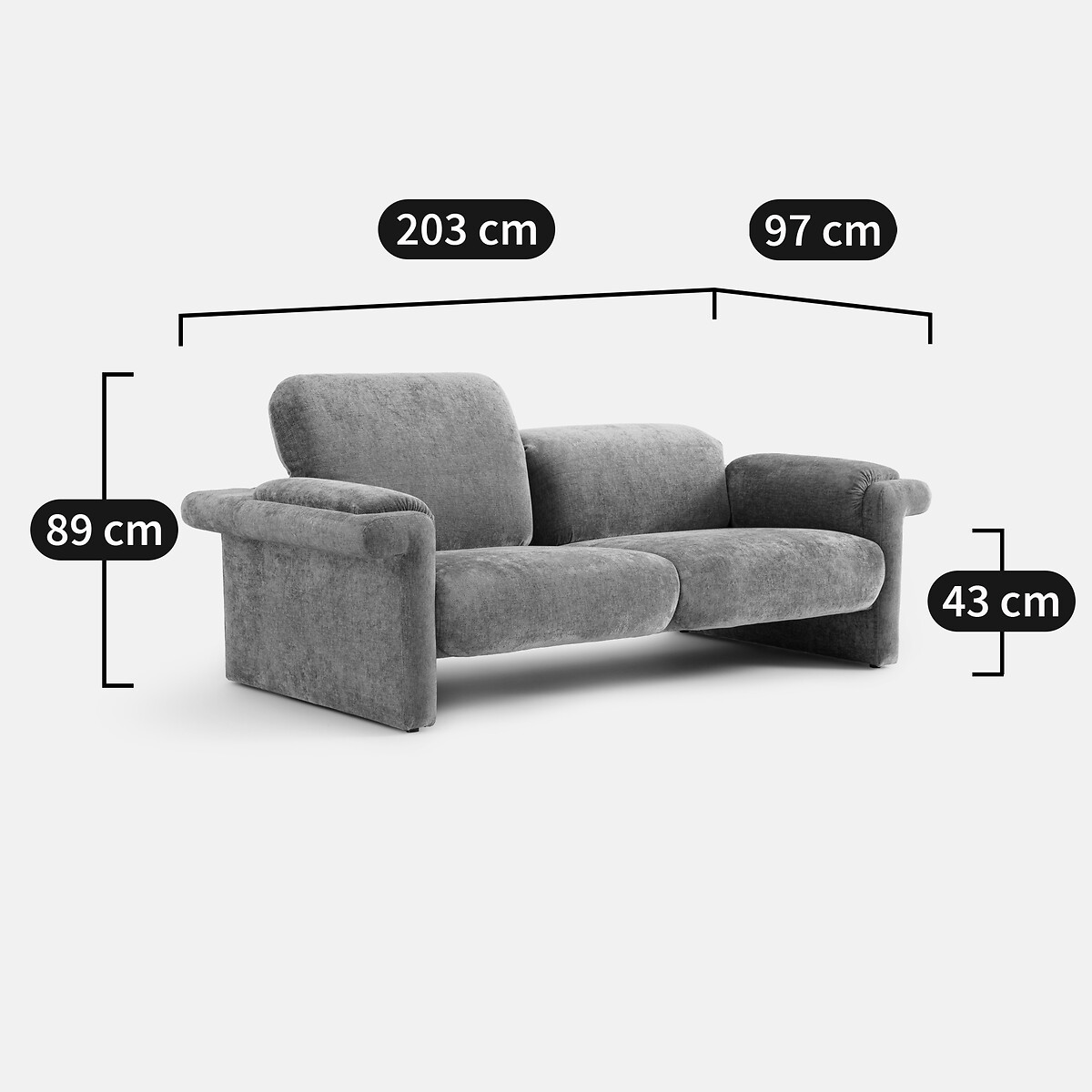 LA REDOUTE INTERIEURS<br>Sofá de 3 lugares em veludo grosso, KARANI