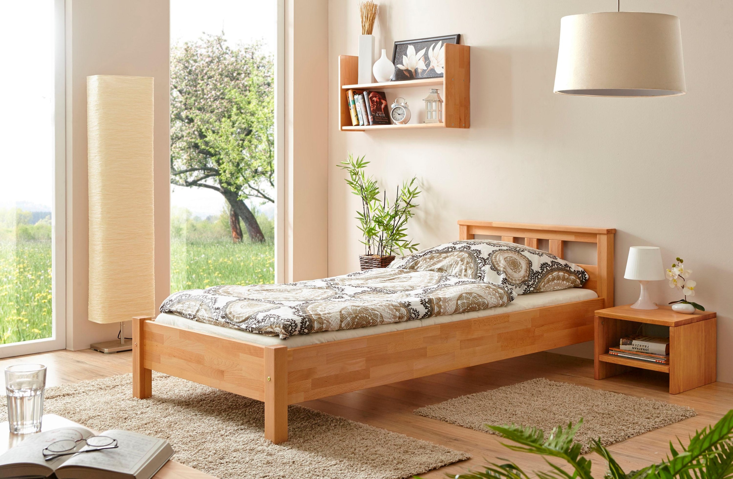 Ticaa Massivholzbett »Merci« Doppelbett, aus Buche Massivholz, inkl. Rollrost