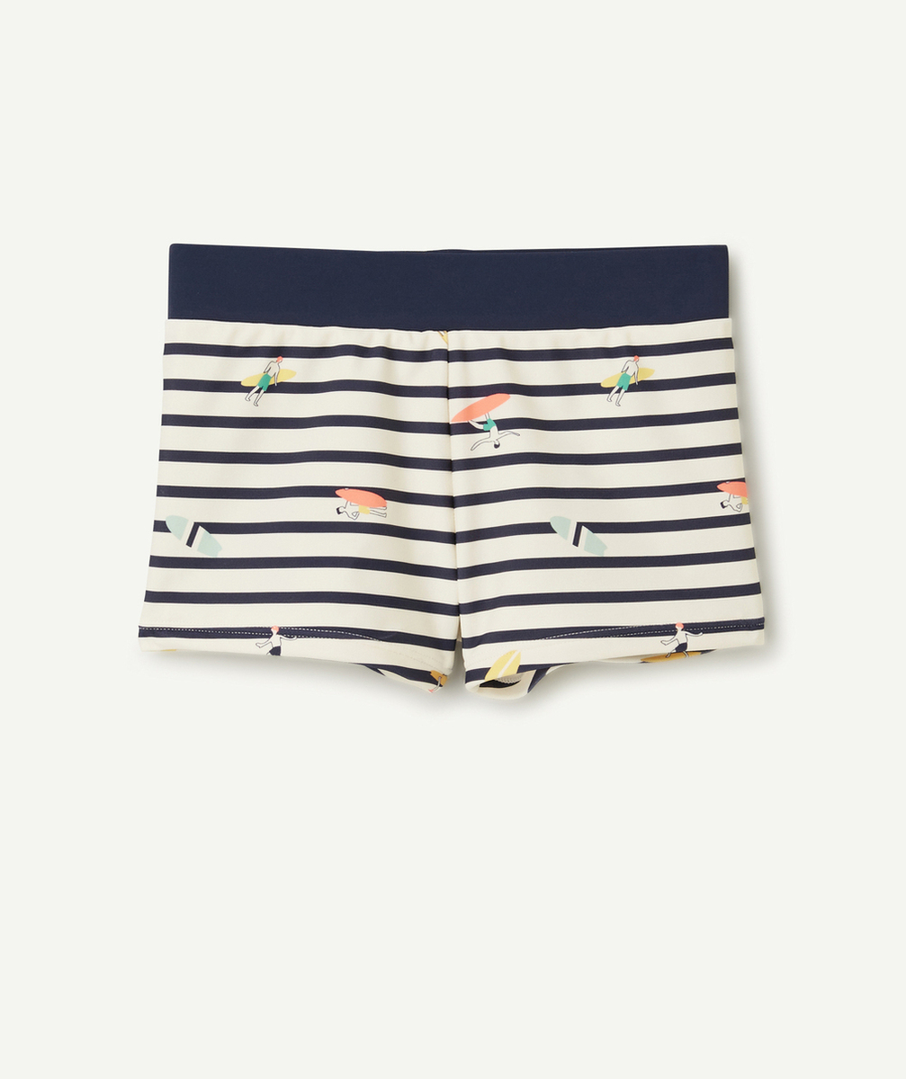 BOXER DE BAIN GARÇON EN FIBRES RECYCLÉES AVEC RAYURES ET IMPRIMÉS