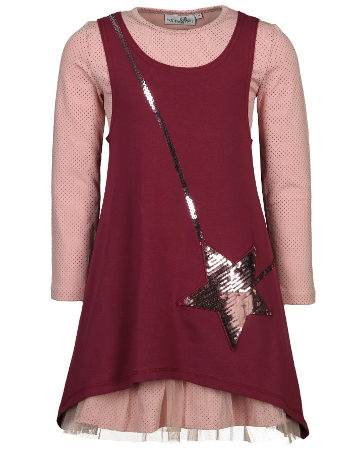 Jersey-Kleid TINY DOTS mit Wendepailletten in berry