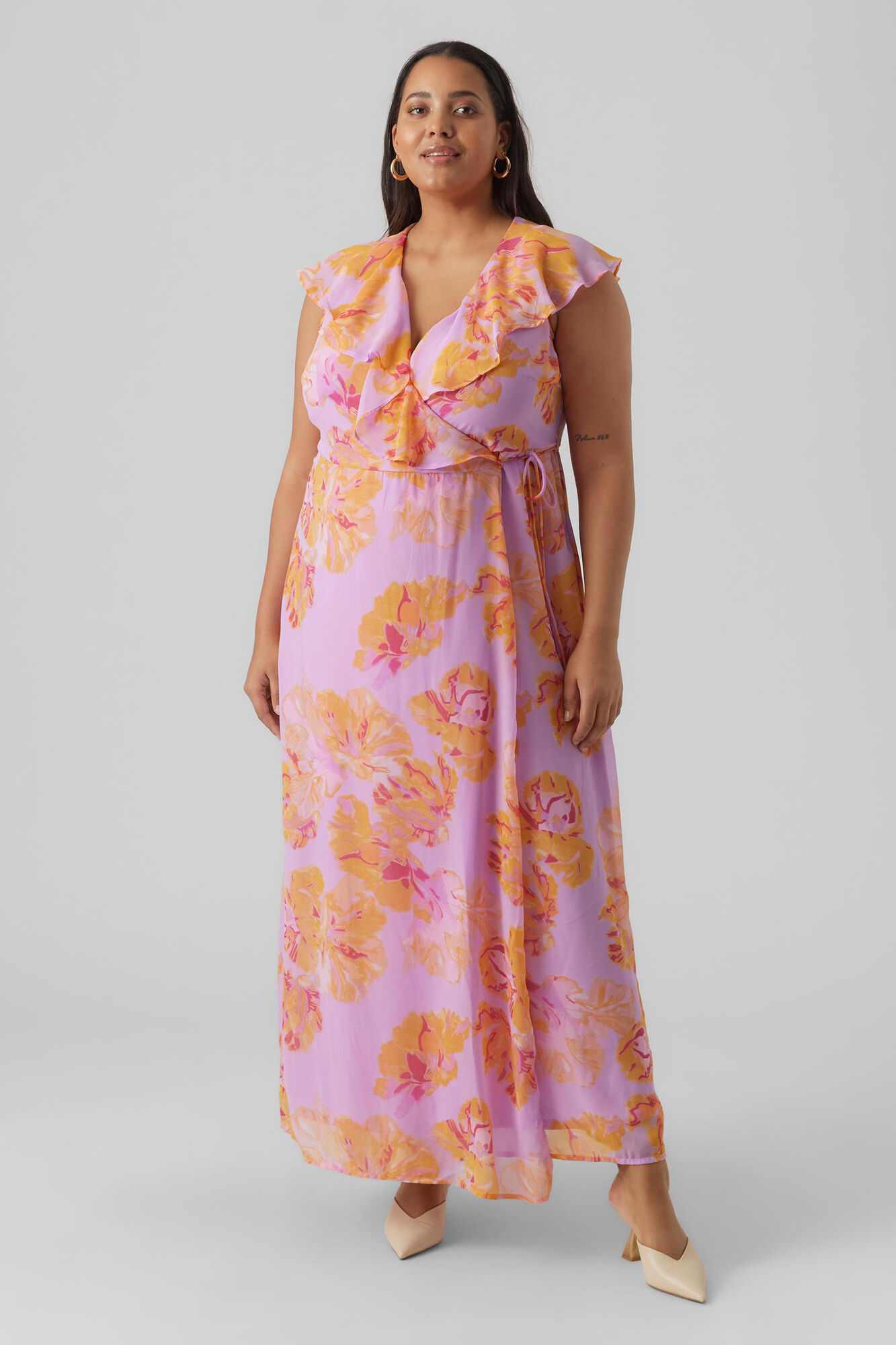 Vestido longo para ocasiões especiais com modelagem curva - Lilás
