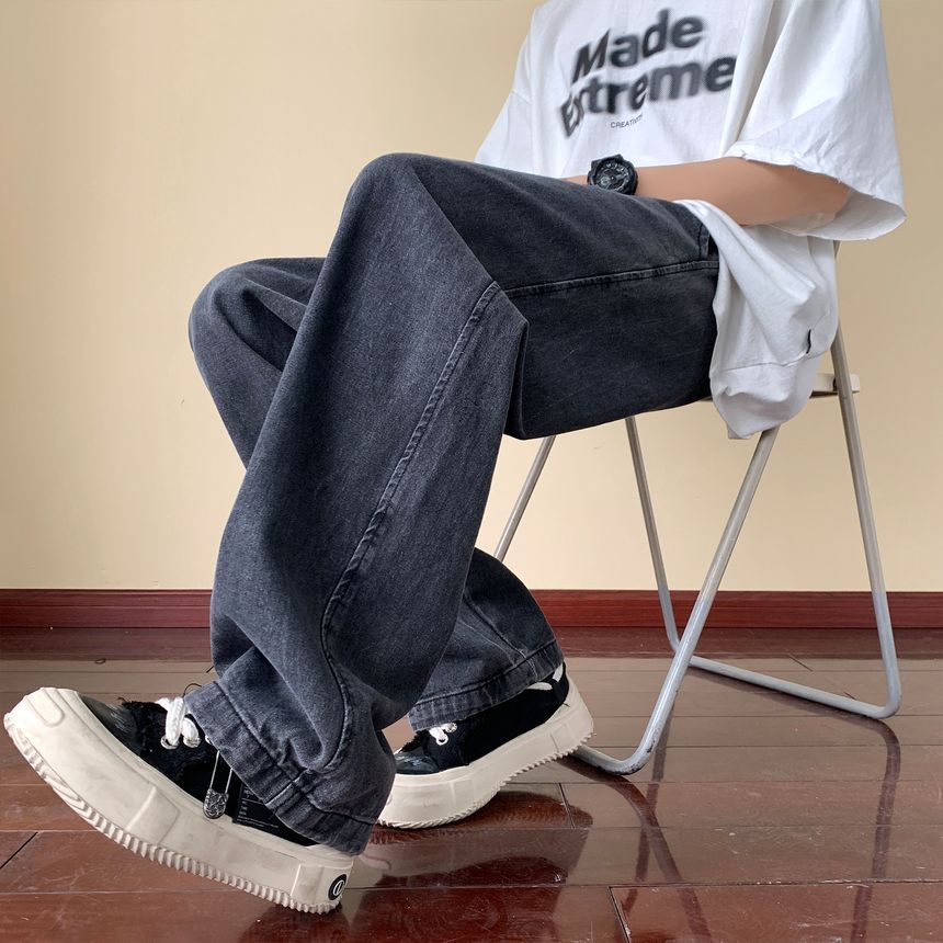 Breeson - Low Rise Washed Wide Leg Jeans