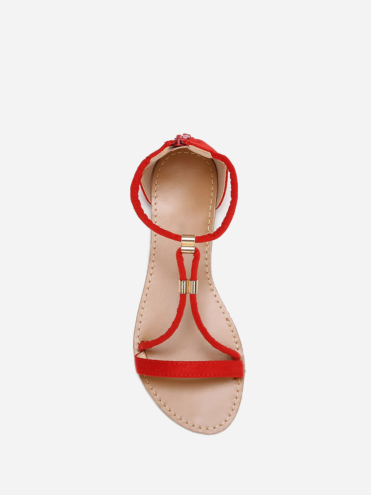 Sandales à brides détails métallisés- Rouge
