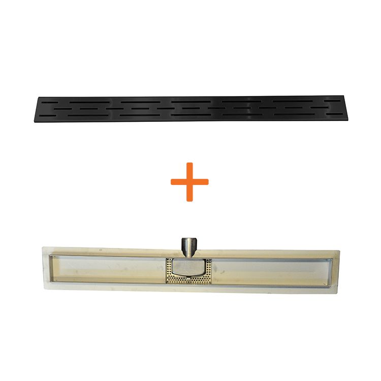 Mueller RVS douchegoot met zwart rooster 70cm
