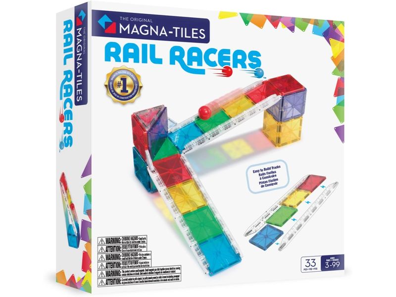 Magna-Tiles Rail Racers 33 Teile Rennbahn-Set mit 33 magnetischen Bauteilen