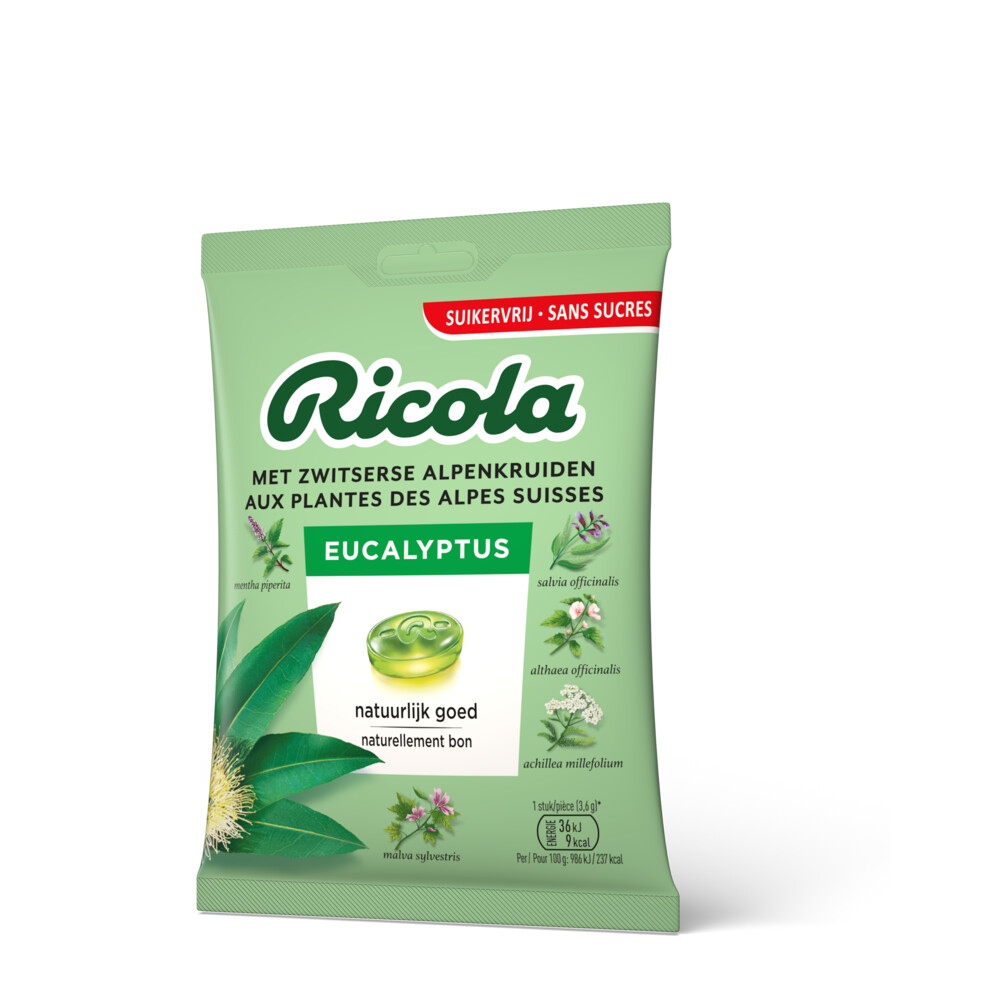 Ricola Keelpastilles Eucalyptus Suikervrij Zakje75 gr