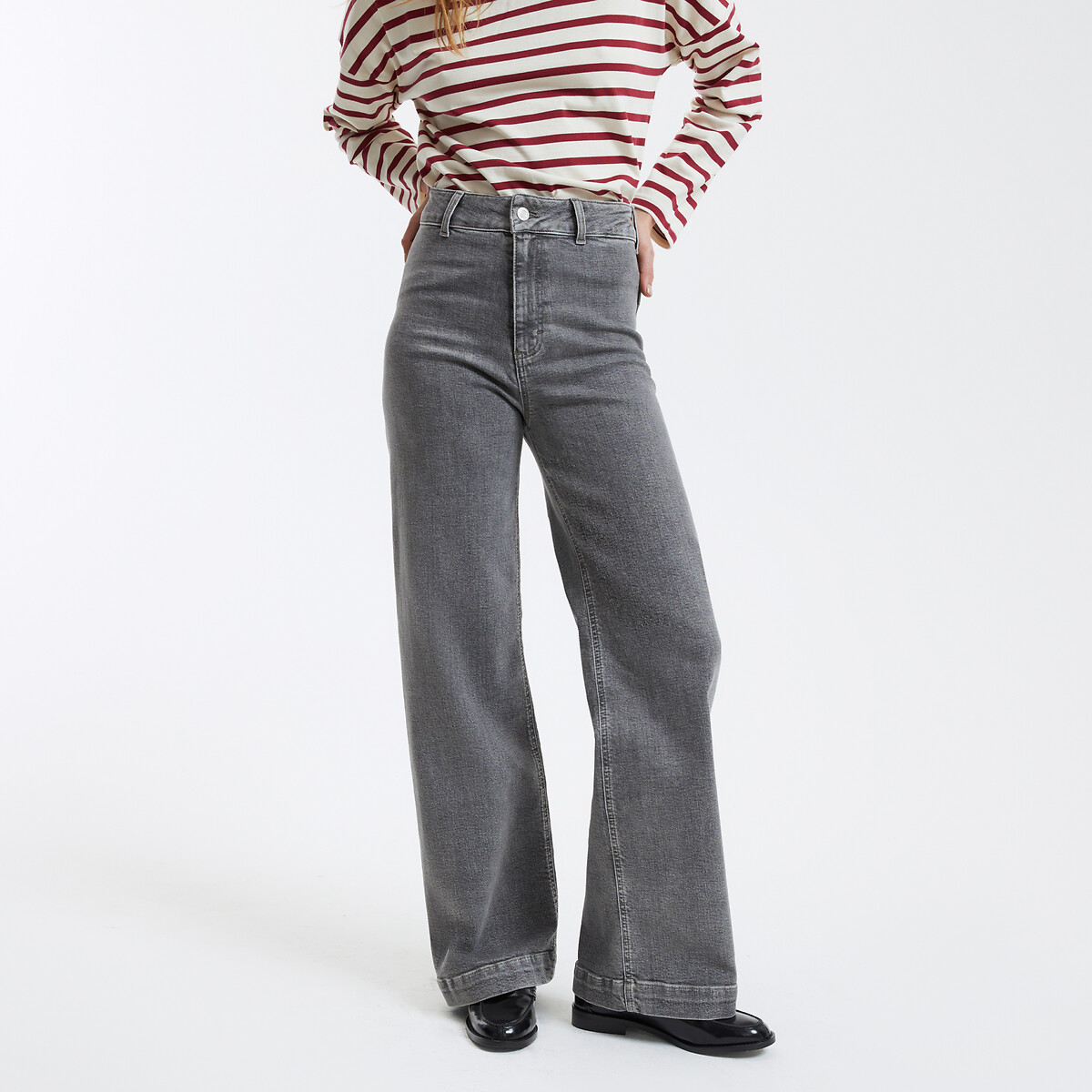 COLEÇÕES LA REDOUTE<br>Calças jeans largas de cintura alta