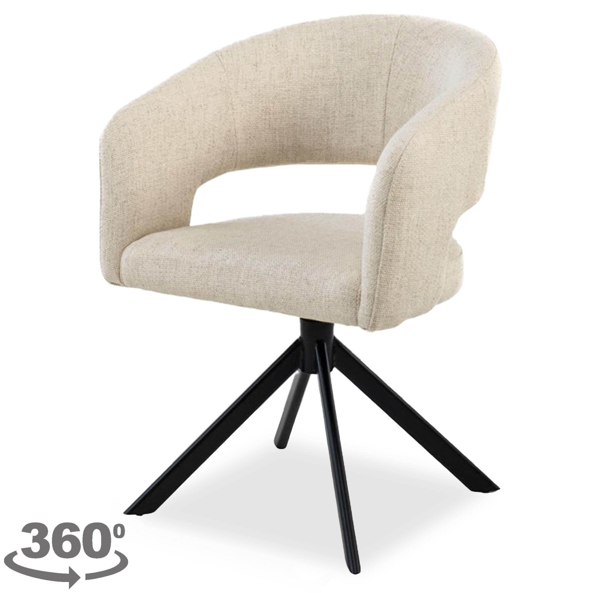 Eetkamerstoel Tyler Cream - zwart Ekoda B58 x D57 x H79 cm
