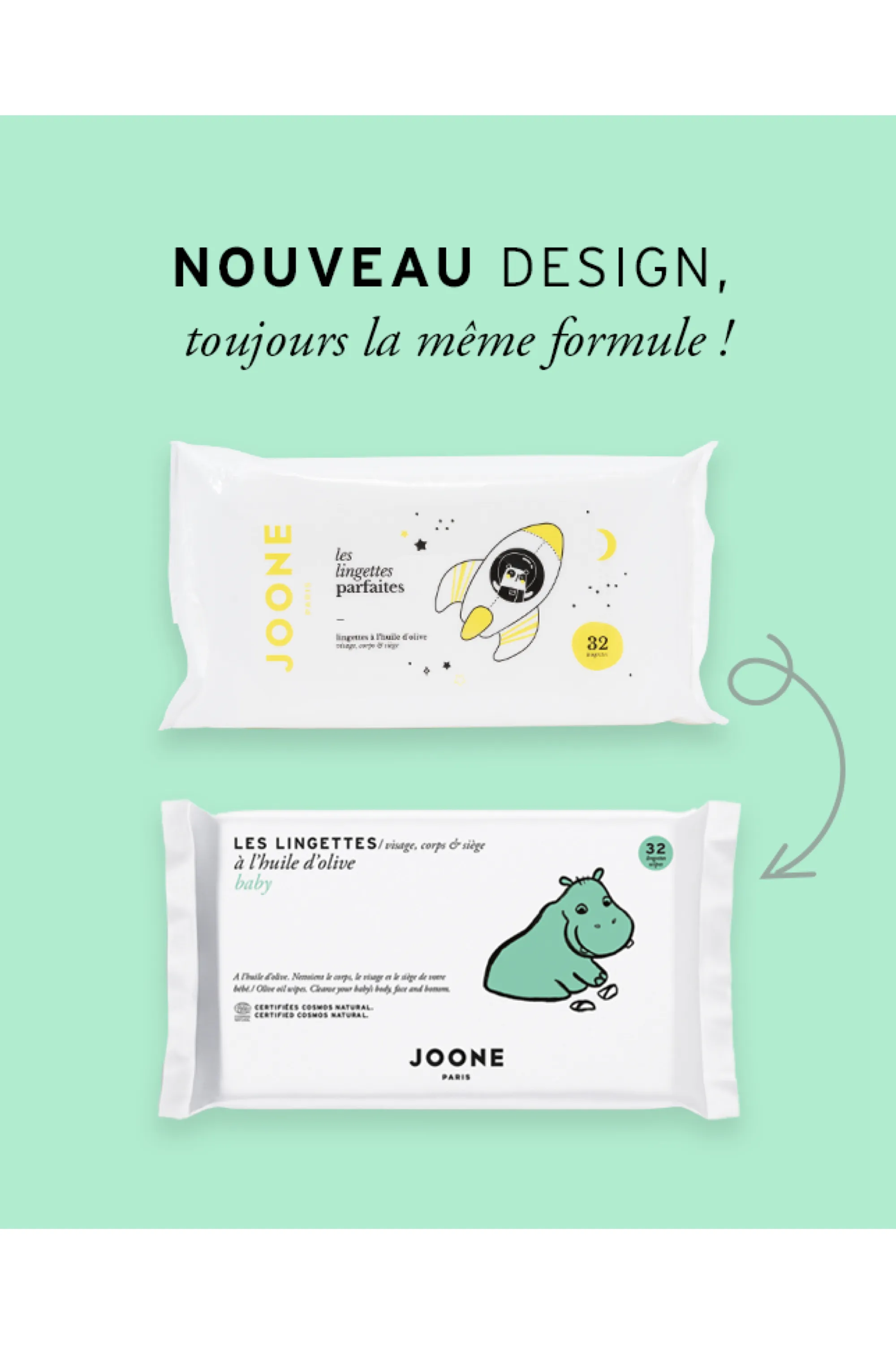 JOONE Lingettes huile d’olive Parfaites pour bébé