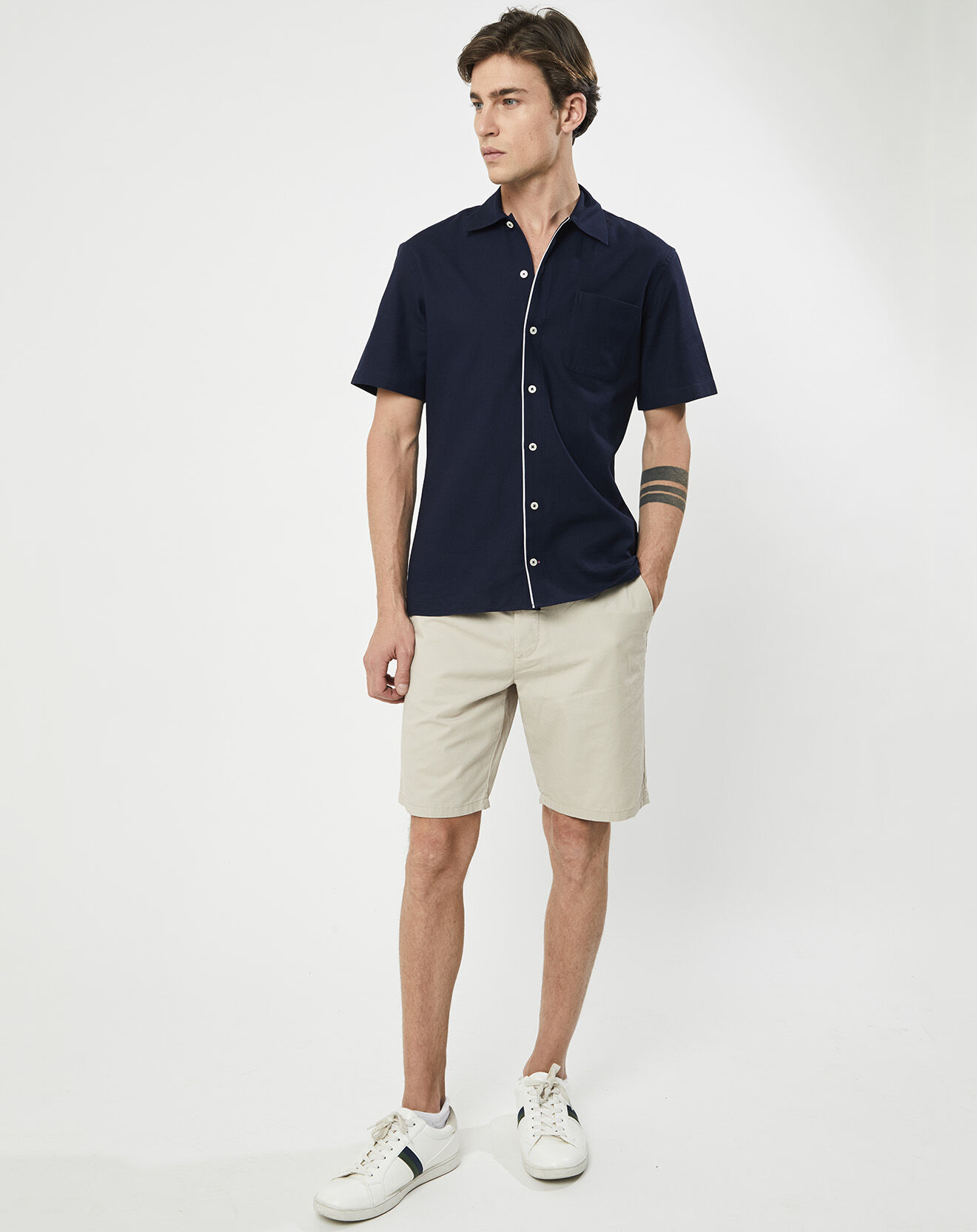 Hackett London Chemise texturée Slim Fit rib gorg bleu marine