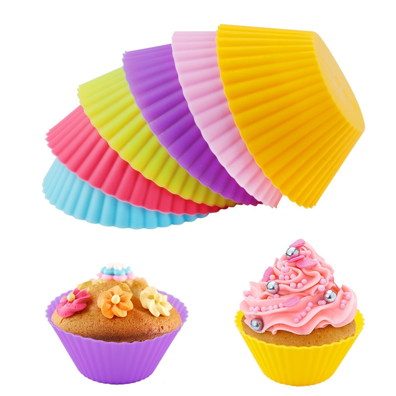 (12er Set) Silikon Cupcake Förmchen Muffin Form Backform - Assortiert