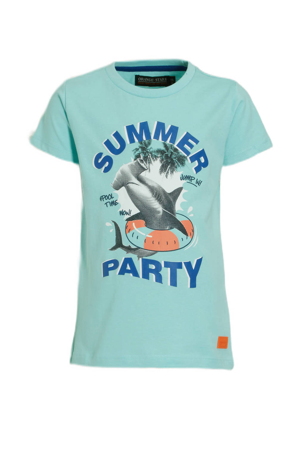 Orange Stars T-shirt Marvin met printopdruk blauw