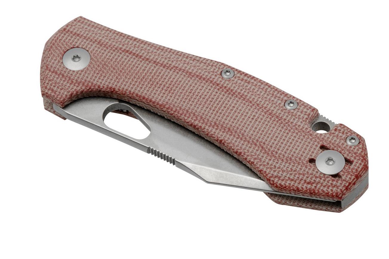 GiantMouse ACE Atelier, Elmax Stonewashed, Red Canvas Micarta zakmes