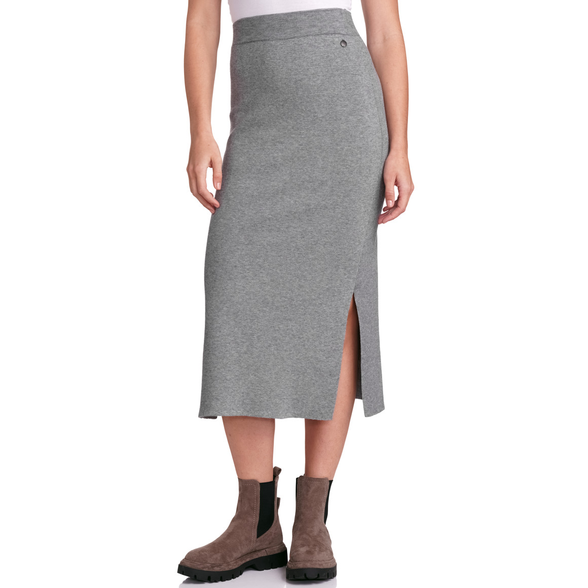 Damen Strickrock in Melange-Optik grau
