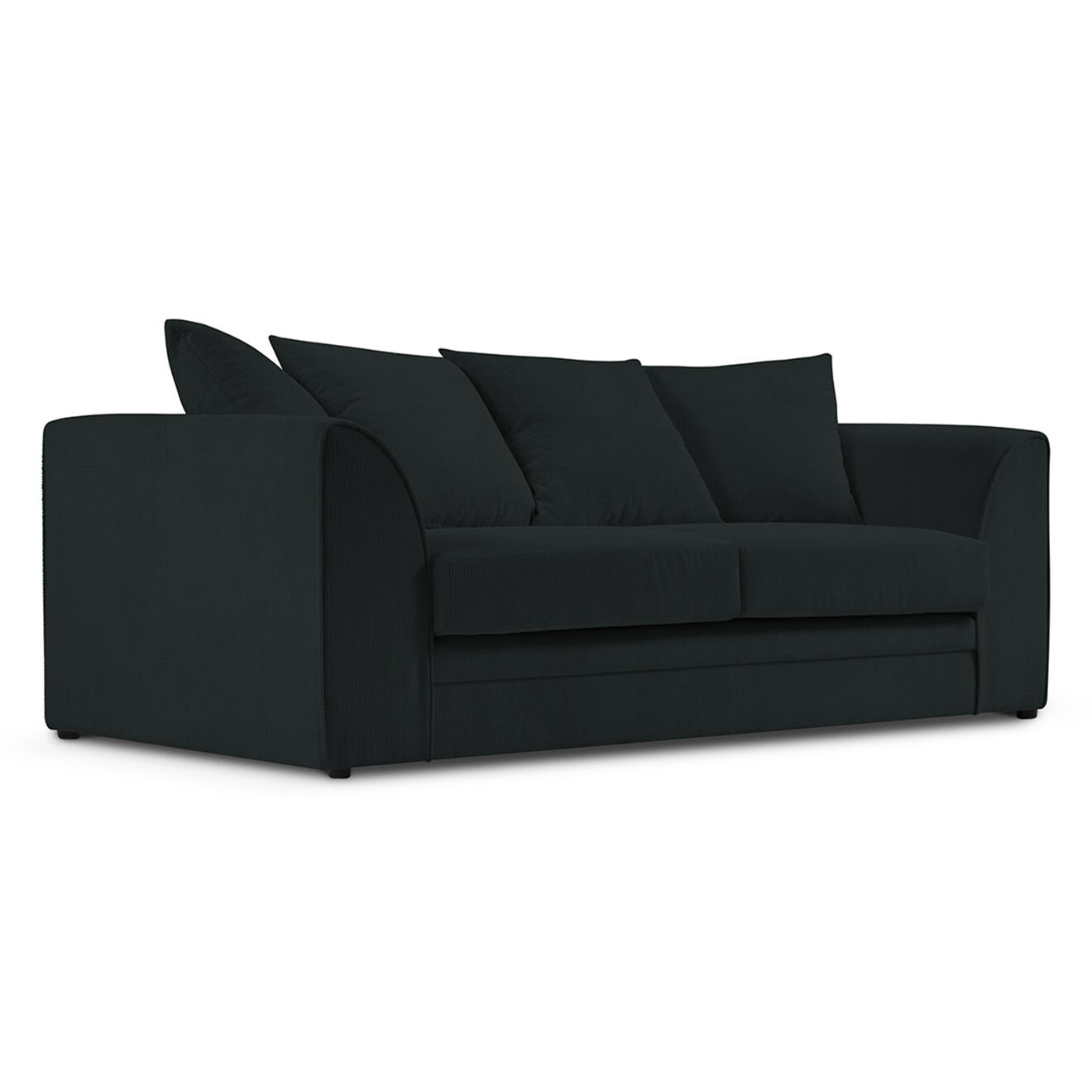 Mazzini Sofas Canapé Quince Velours côtelé 3 Places noir - 182x92x80 cm