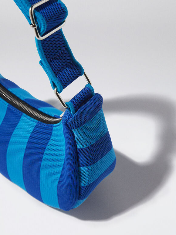 Bolsa de ombro listrada - Azul