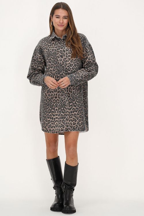 Panterprint denim blouse jurk