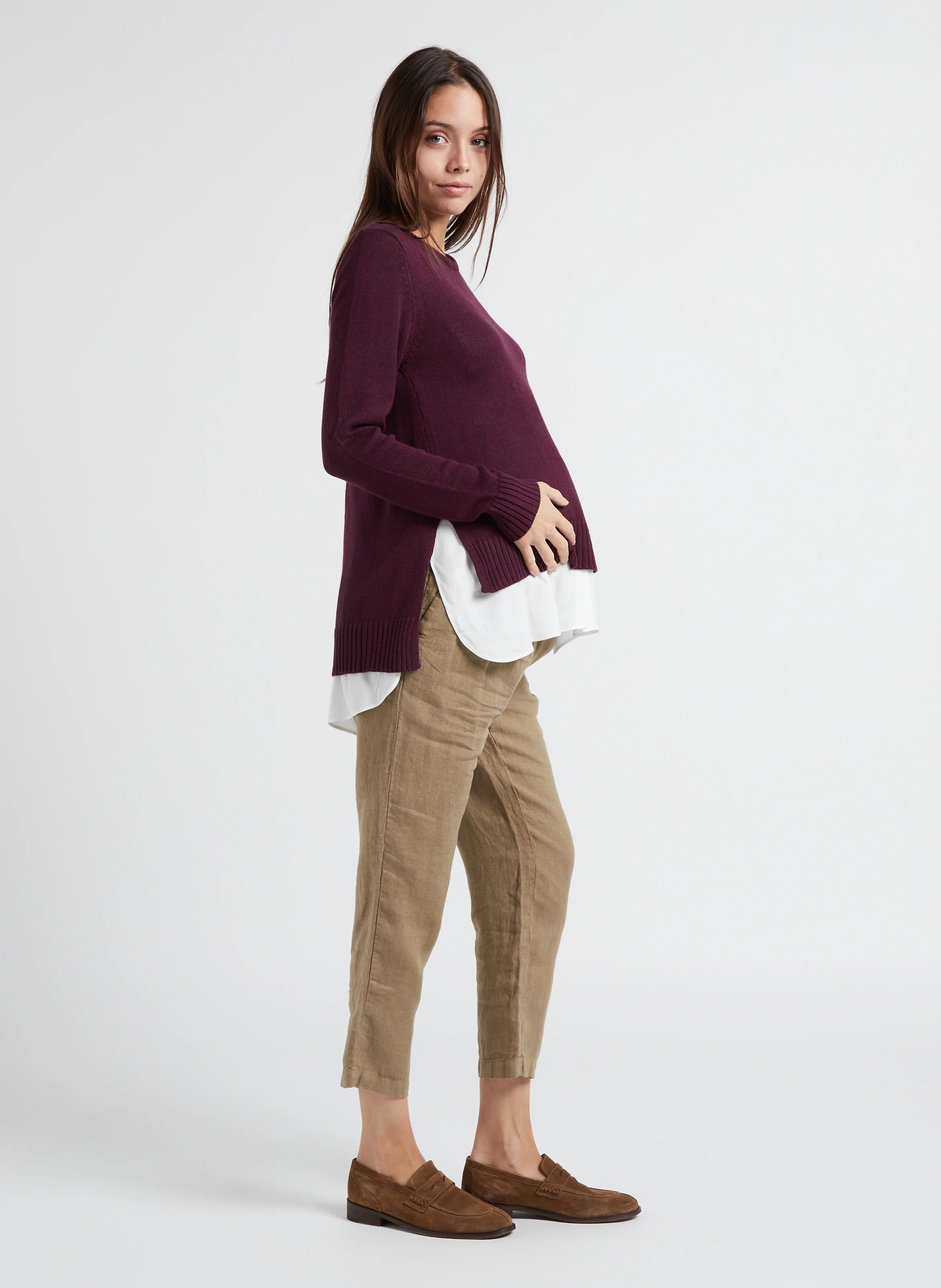 KEISHA - Pull grossesse et allaitement 2 en 1 | Rouge