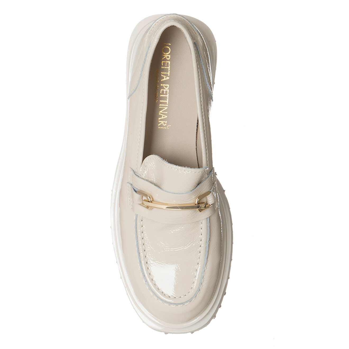 Loretta Pettinari Mocassins en Cuir Nina beige/doré