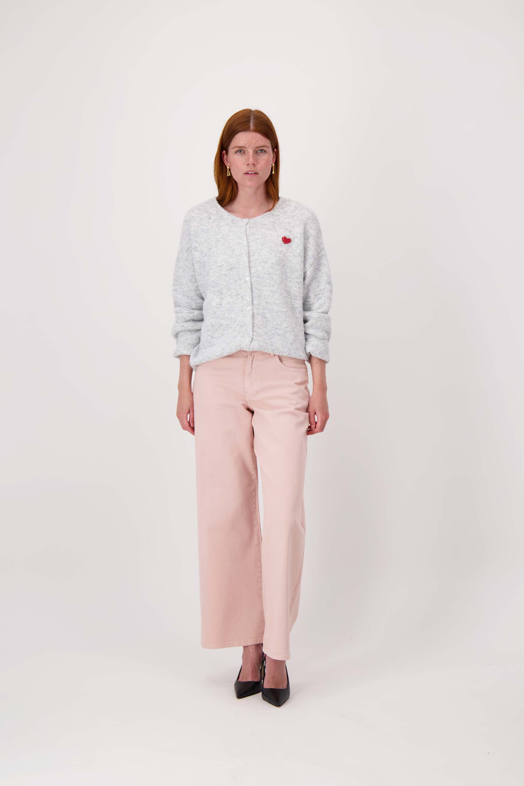 basic vestje lange mouw met broche