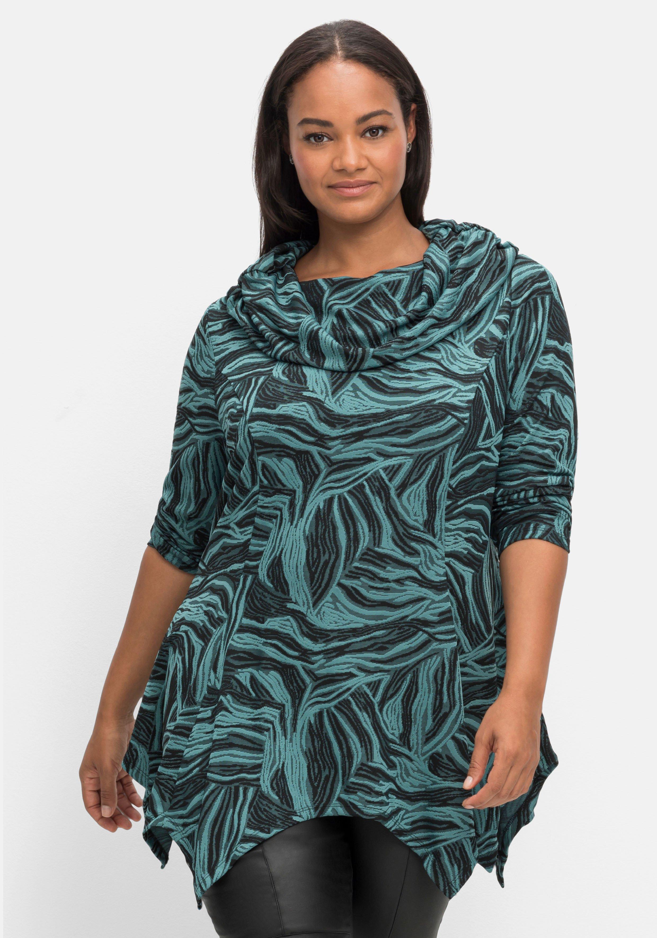 Longshirt mit Ausbrenner-Muster und Zipfelsaum
