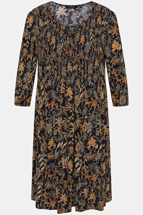 Smokkleid, Paisley, Rundhals, Volantsaum, 3/4-Arm