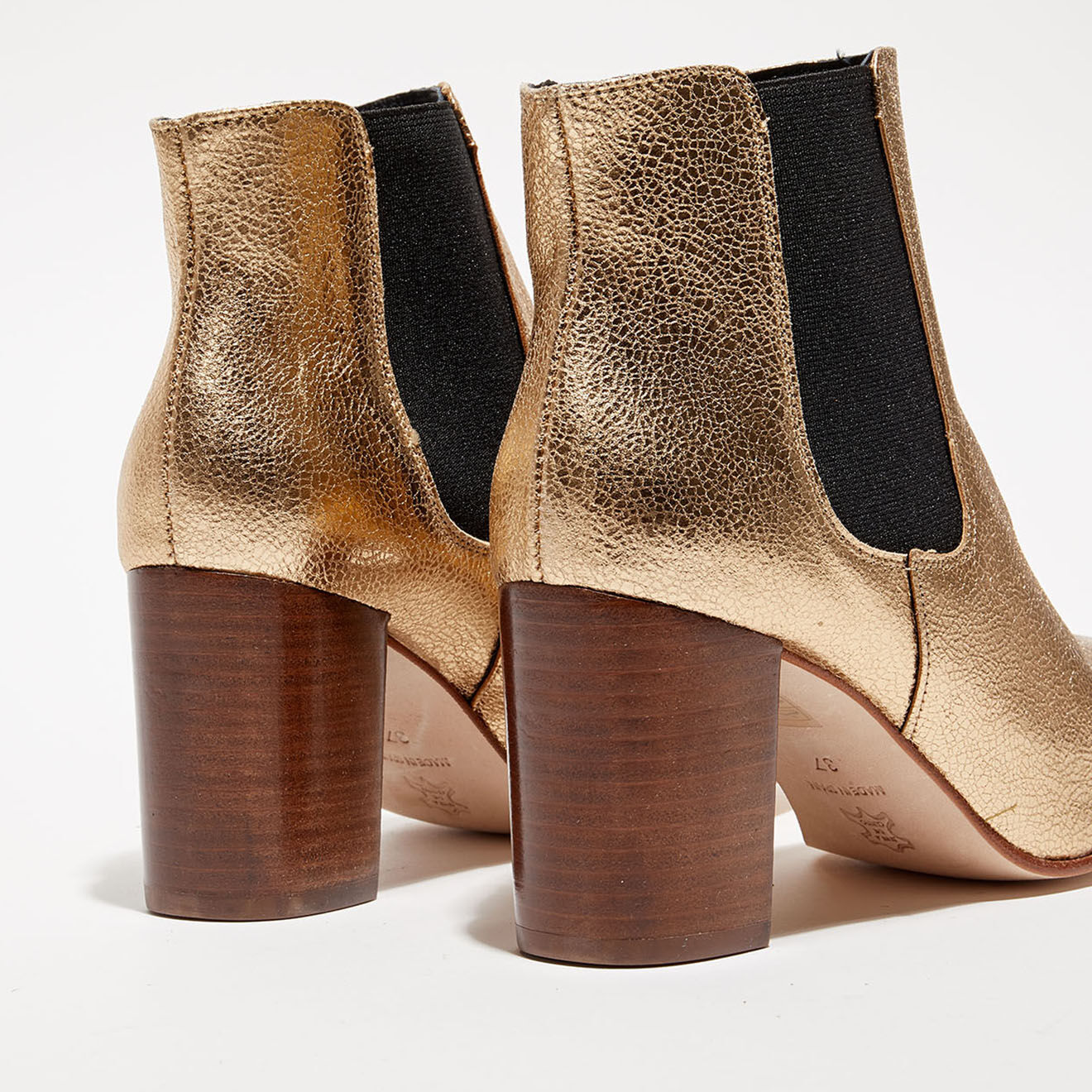 Anaki Chelsea Boots en Cuir Angele dorées - Talon 6,5 cm