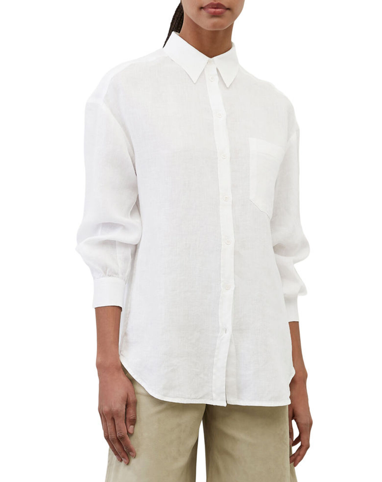 Marc O'Polo Chemise 100% Lin Drapé blanche