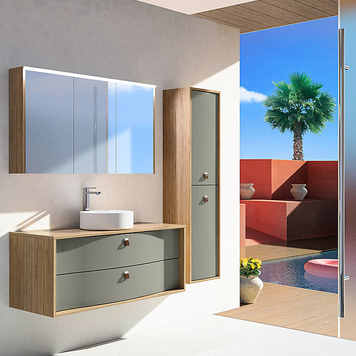 Meuble sous vasque à suspendre Havana fougère mat 2 tiroirs 120 cm