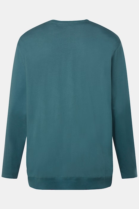 Men+ T-Shirt, Langarm, Bauchfit, Druck vorne, bis 8 XL