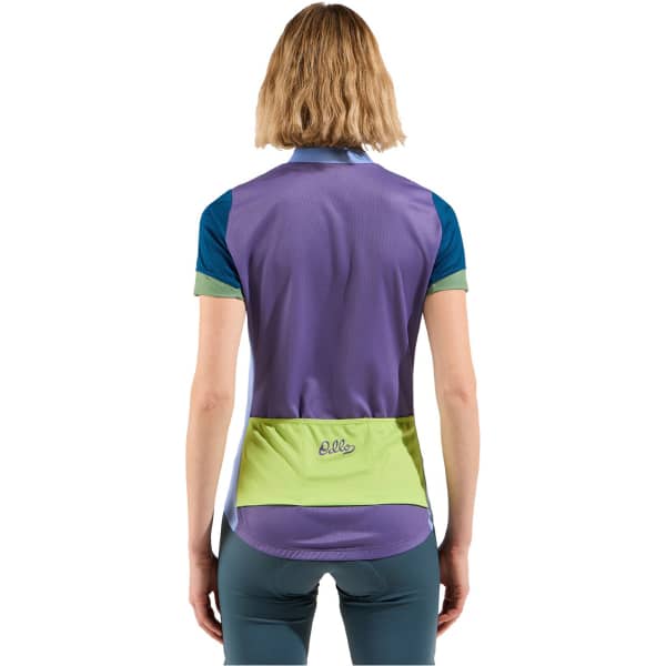 Maillot vélo ODLO ESSENTIAL ODLO PRINT S/U COLLAR S/S FULL ZIP W BLUE HERON