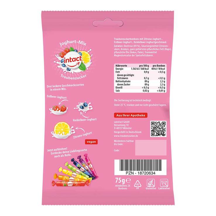 Intact Traubenzucker Beutel Joghurt-Mix, 75 g