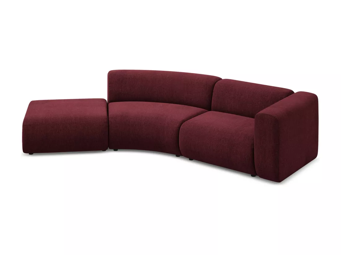 Canapé modulable 4 places gauche en tissu chenille - bordeaux - EKAHI