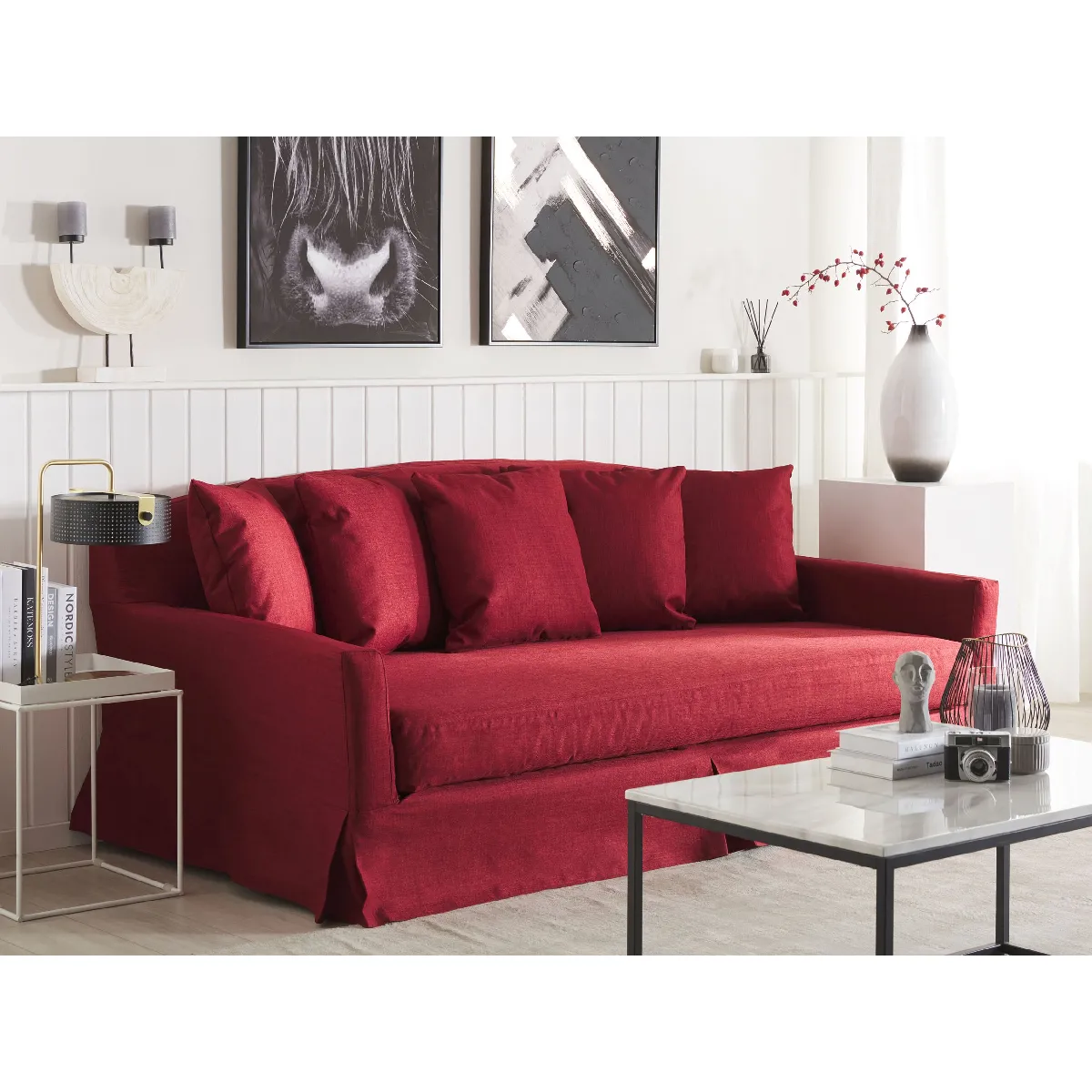 BELIANI Housse Canapé 3 places GILJA - Rouge