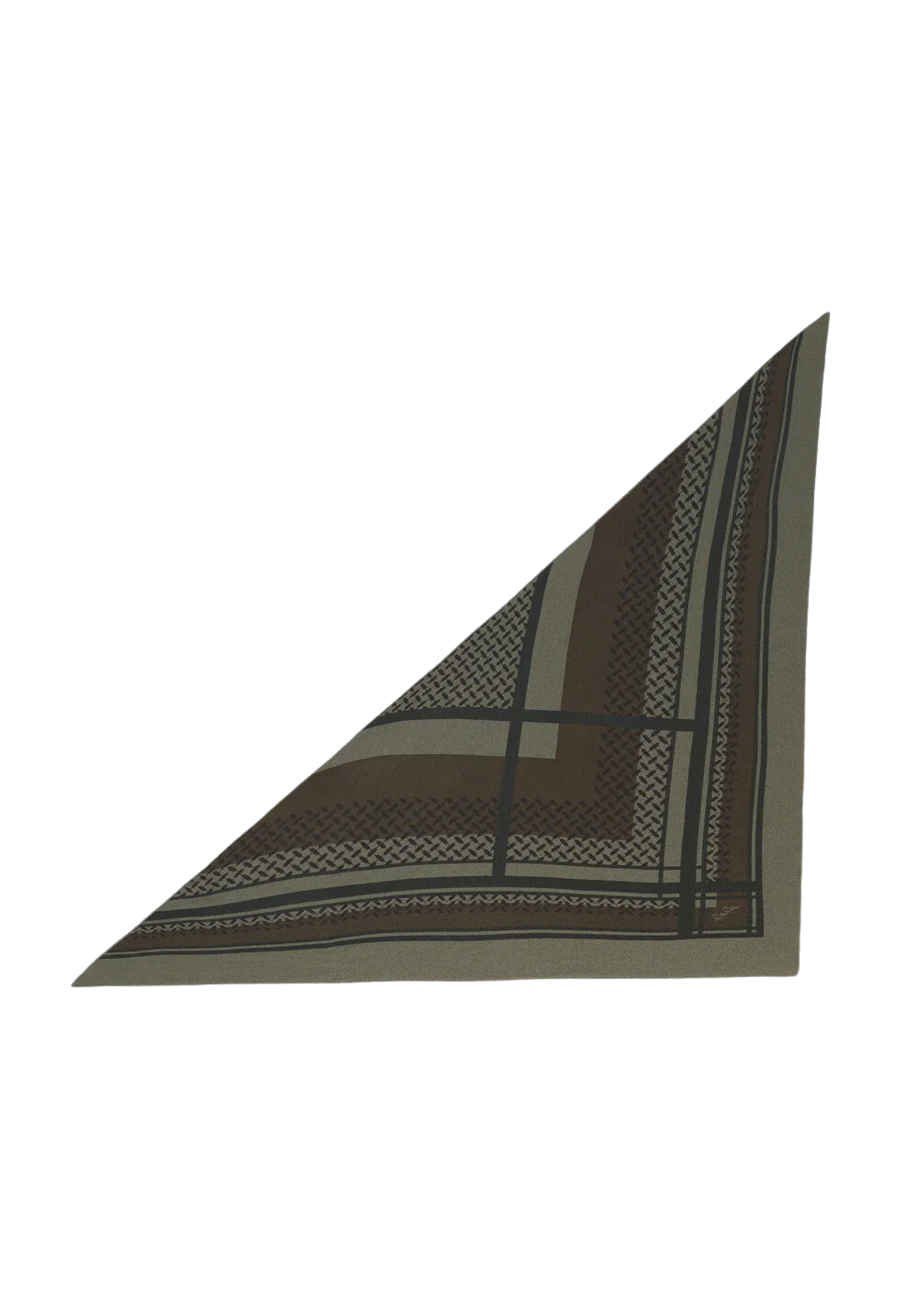 Lala Berlin  Triangle Double Heritage halstørklæde M - leaf olive