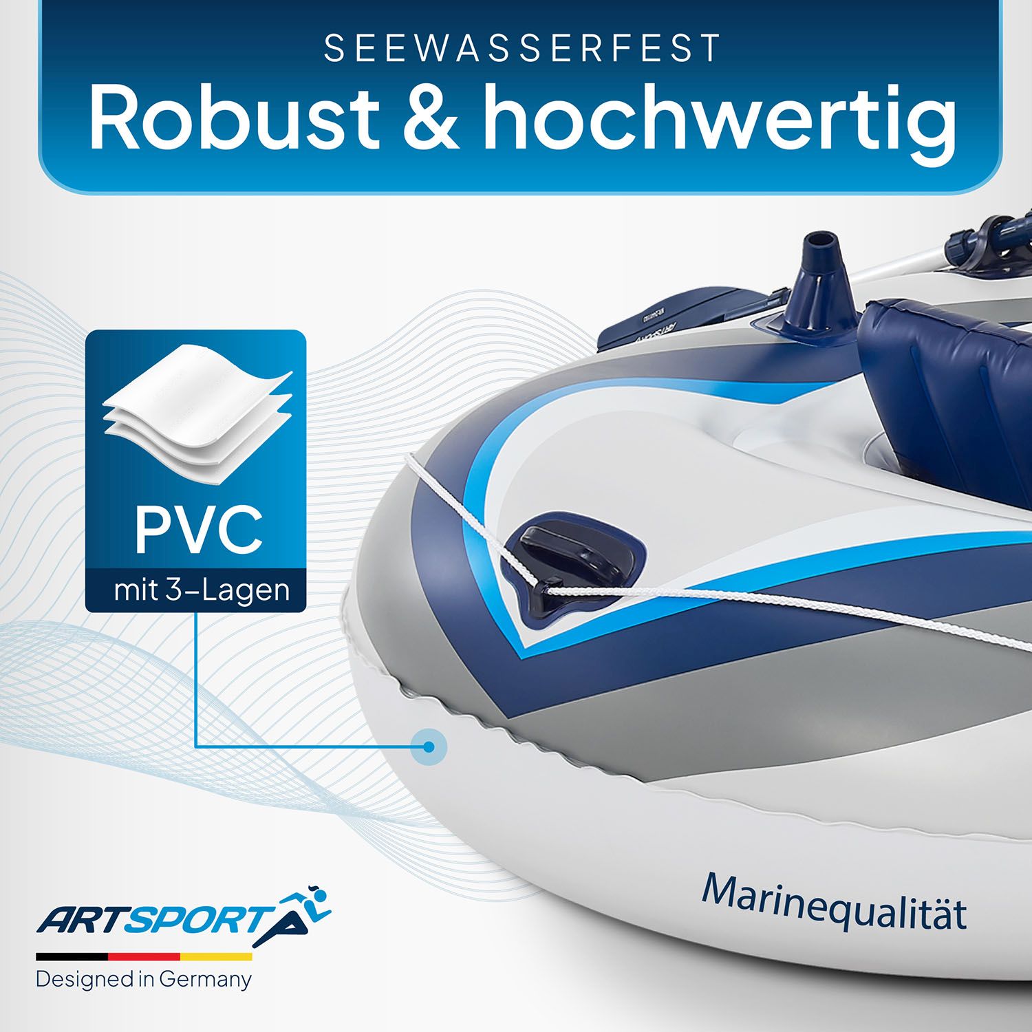 ArtSport Schlauchboot 322 cm für 4 Personen - Paddelboot aufblasbar mit 2 Sitzbänken & Zubehör