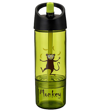 Carl Oscar Trinkflasche m. Strohhalme - 2-I-1 - Limette m. Affe