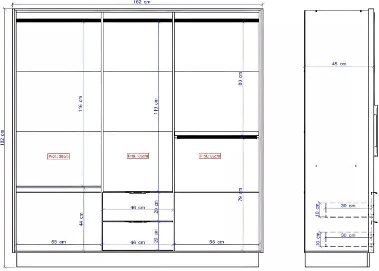 FEOVA - Hoekkast - Houtlook - 8 Deuren - 2 Lades - L263 cm
