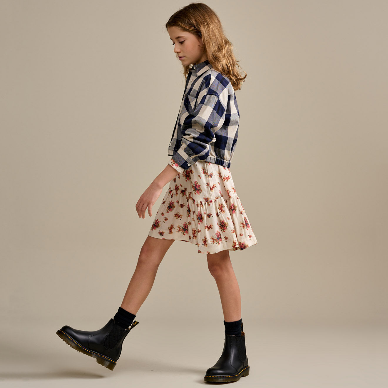Bellerose Chemise Inxs à carreaux écru/marine